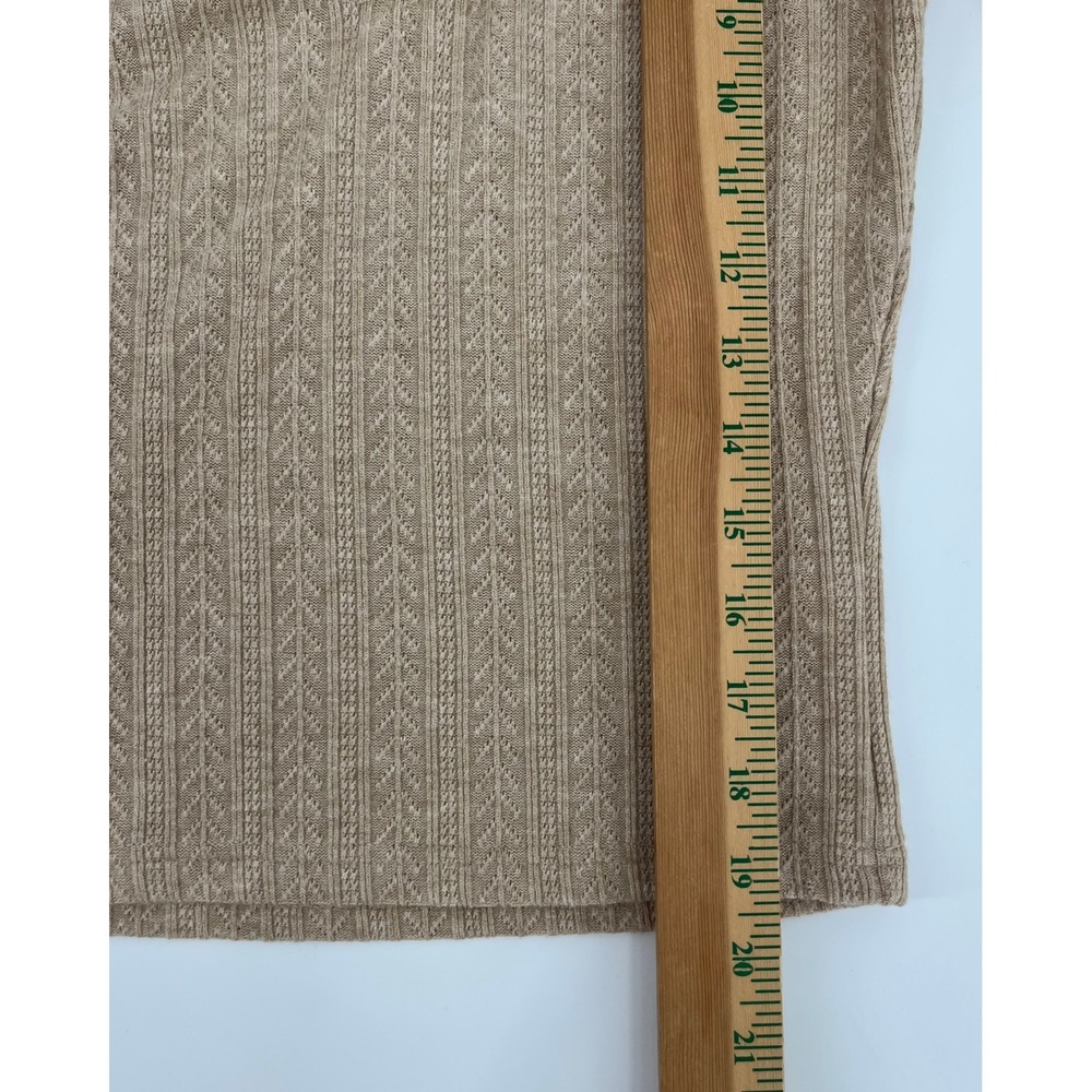 Lulus Tan Beige Pointelle Chevron V-Neck Puff Sleeve Knit Top Womens Size Medium - Picture 6 of 7